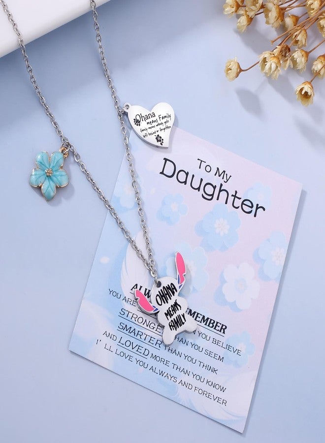 SHBOAZED Ohana Means Family Necklace for Women Stitch-Shape Necklace Stuff Gifts for Daughter Greeting Card for Birthday - Image 5